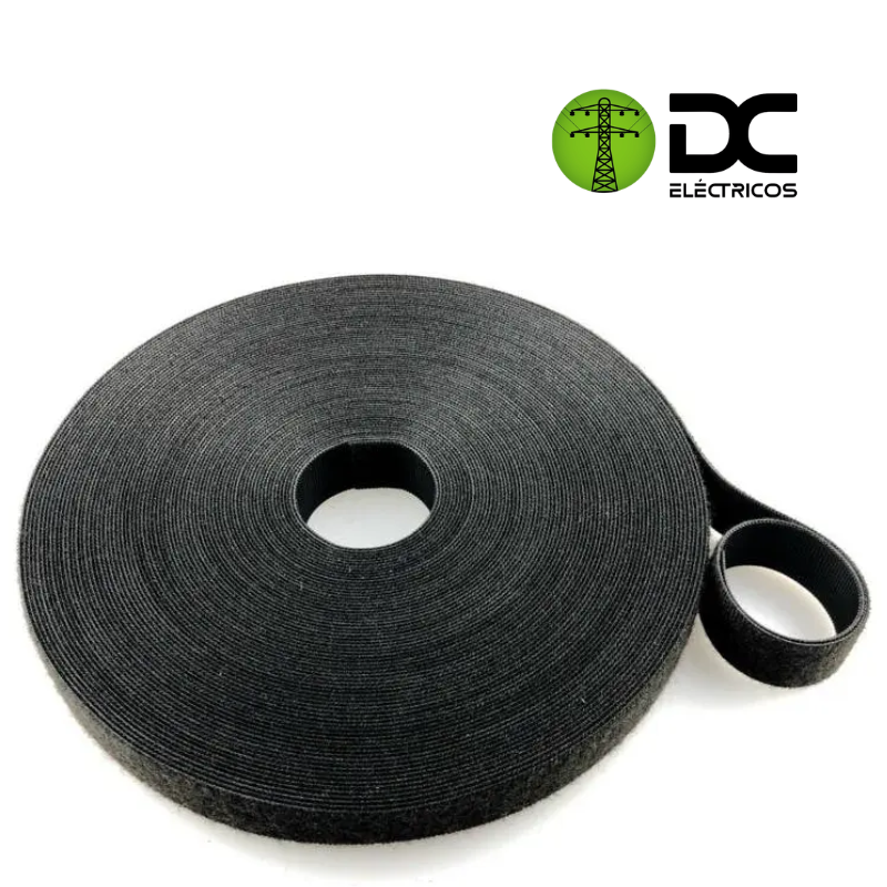 velcro negro rollo x 25 mts