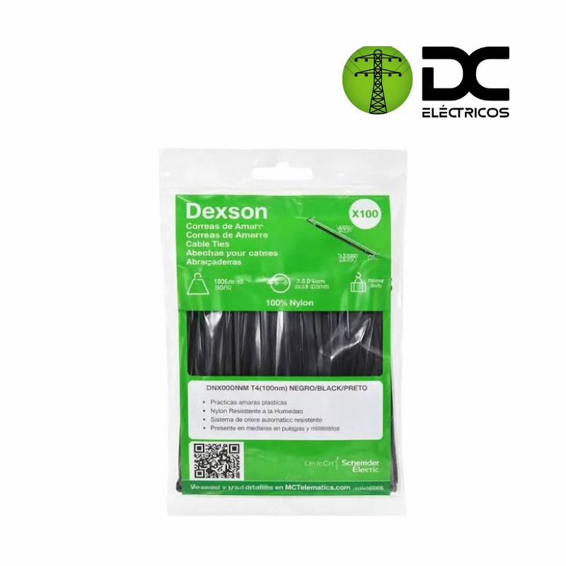 amarre plástico de 35cm schneider (dexson) negro