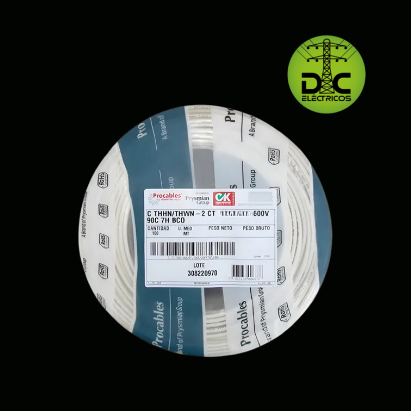 cable cobre # 14 blanco procables