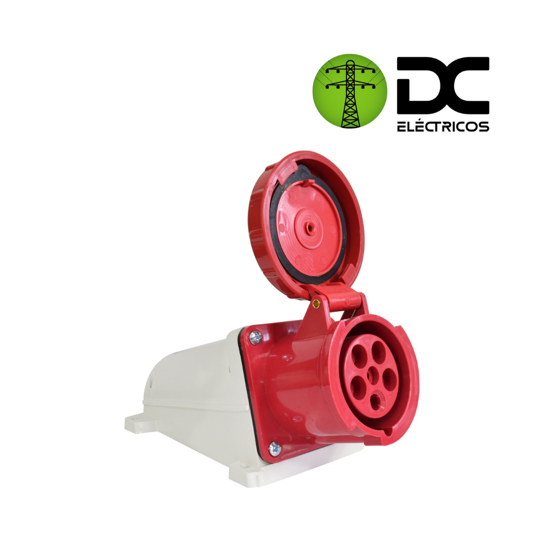 toma industrial sobreponer 32 amperios roja 3 polos mas neutro y tierra (3P+N+T) (4x32)