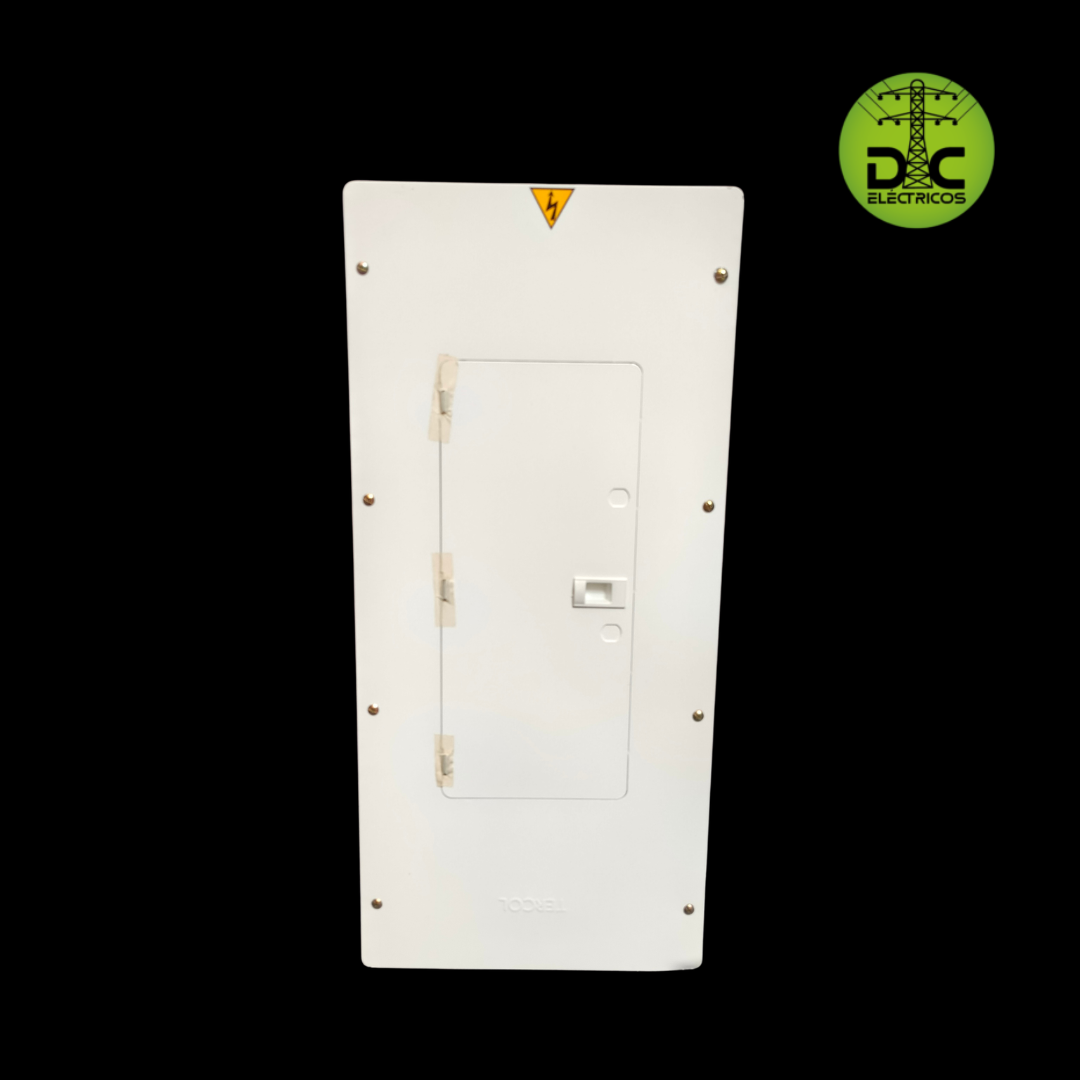 tablero trifásico 24 circuitos con espacio para totalizador y puerta tercol